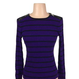 Lauren Ralph Lauren Purple Striped Ribbed Long Tee